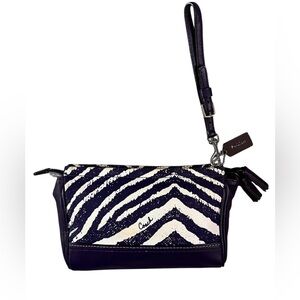 Coach Zebra Print Purple and Cream Wristlet